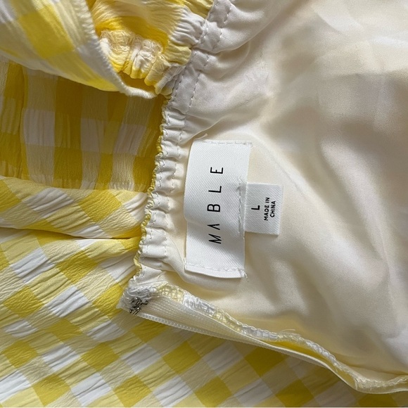 MABLE Yellow Gingham Cut Out Flirty Ruffle Sundress Large - Picture 8 of 8